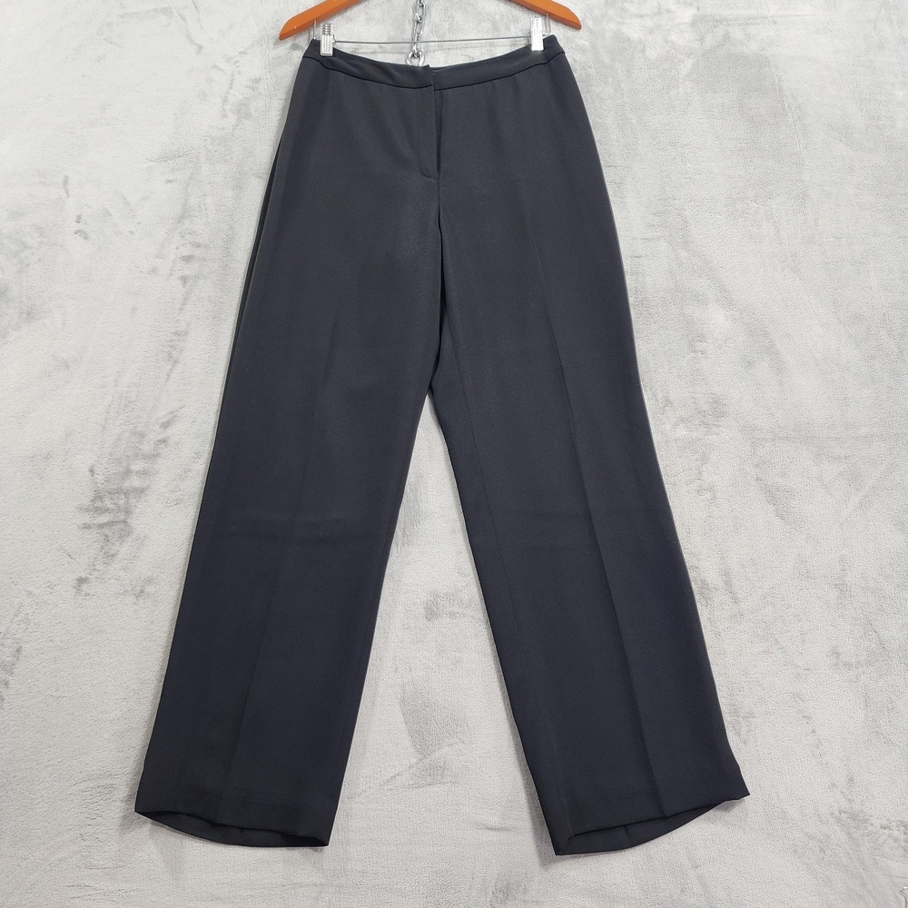 Vintage Charter Club Pants Womens 8 Black High Rise Wide Leg Dress Lined Office